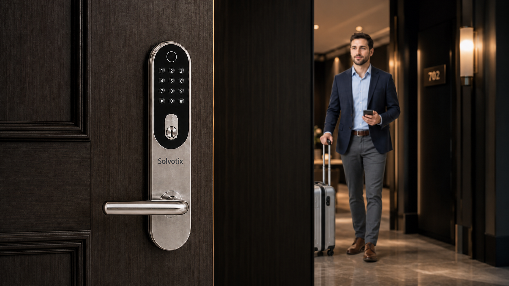 Con Solvotix, el acceso a hoteles, apartamentos y edificios se gestiona digitalmente, desde el primer mensaje al huésped hasta la salida final.